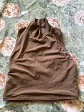 balera Brown Sleeveless Mock Neck Tank